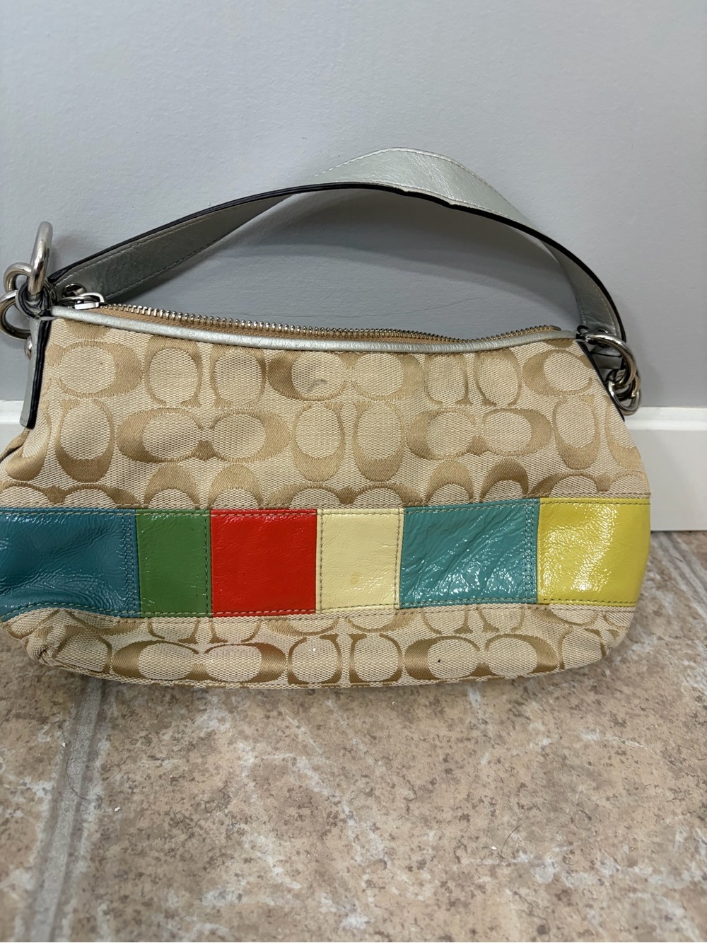 Coach Signature Canvas Multi-Color Patch mini Hobo Bag - Beige - Picture 2 of 6